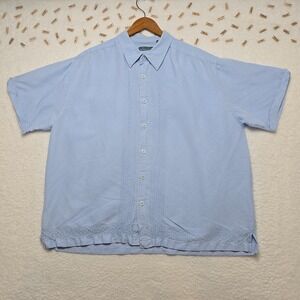 Cubavera Guayabera Shirt‎ Mens XL Blue Short Sleeve Embroidered Casual Resort